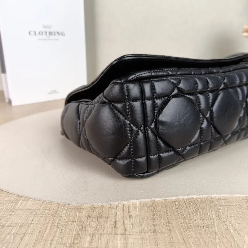 DIOR Crossbody Bag Caro Chain Bag Black Calfskin Medium 25.5 × 9 × 15.5 cm logo — detail view 1 of 12