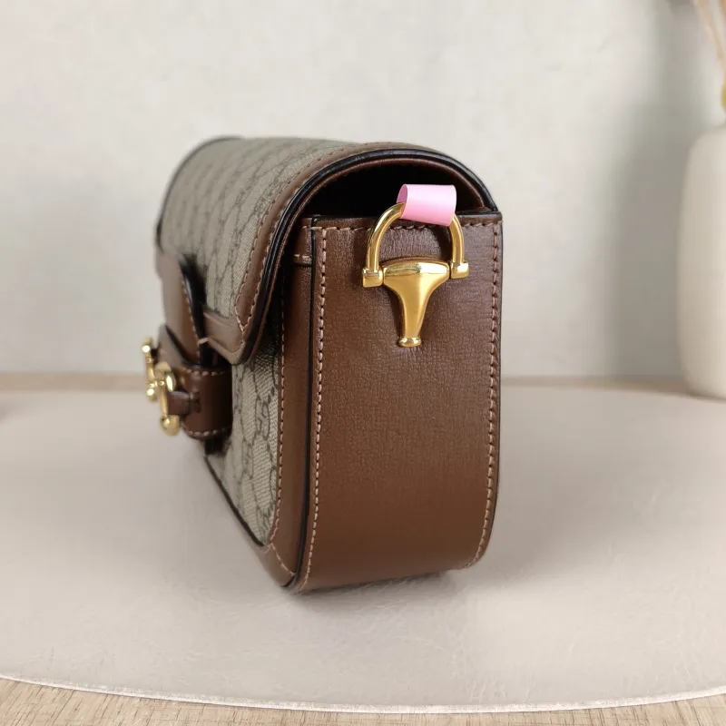 GUCCI Shoulder Bag Horsebit 1955 Horsebit Small Monogram · Shoulder Strap PVC Small 24 × 5.5 × 13 cm — detail view 4 of 12
