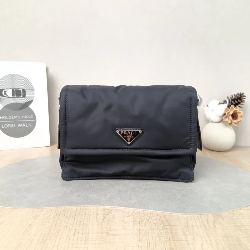 PRADA Crossbody Bag Messenger Bag Crossbody Bag Black Nylon One Size 23 × 8.5 × 17 cm