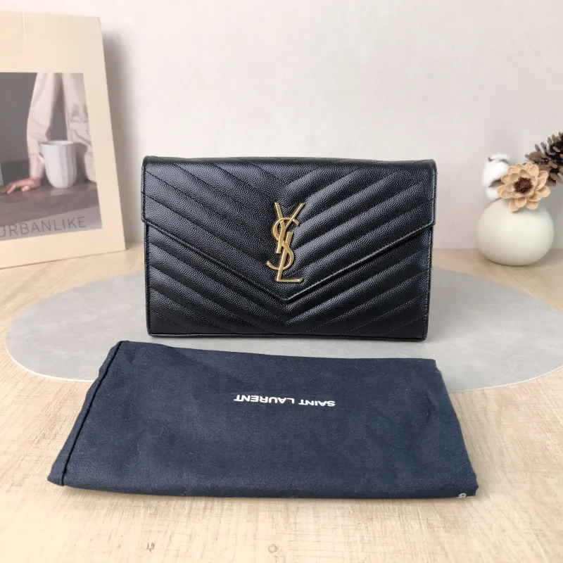 SAINT LAURENT Crossbody Bag CASSANDRE ENVELOPE Black Calfskin One Size 22.5 × 4 × 14 cm — cover view 3 of 6