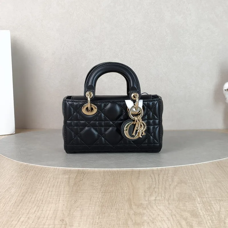 DIOR Crossbody Bag Lady D-Joy Black Lambskin Mini16 × 5 × 9 cm