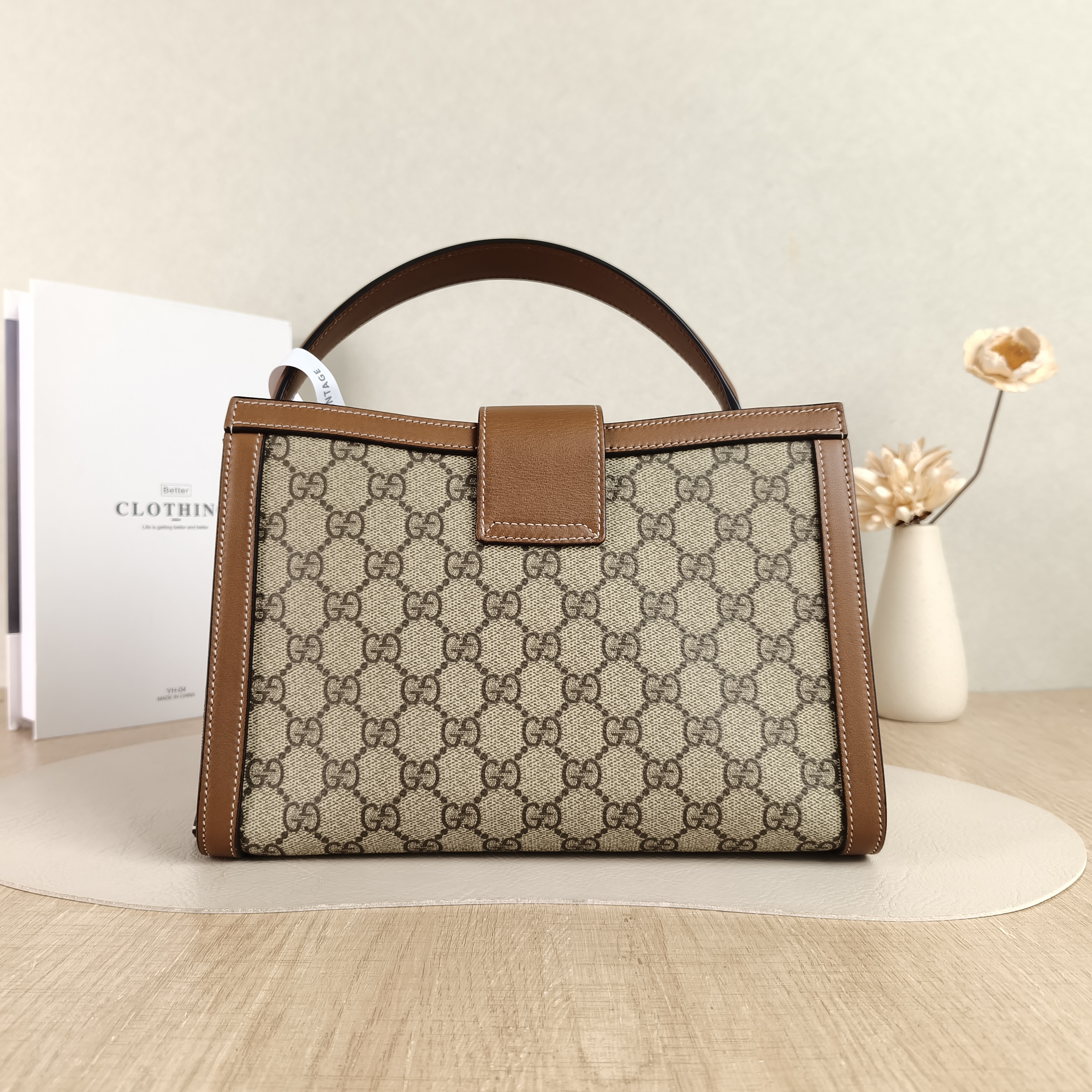 GUCCI Crossbody Bag Padlock Top Handle Bag Brown Monogram PVC · Calfskin Medium25.5 × 10 × 17.5 cm — cover view 2 of 5