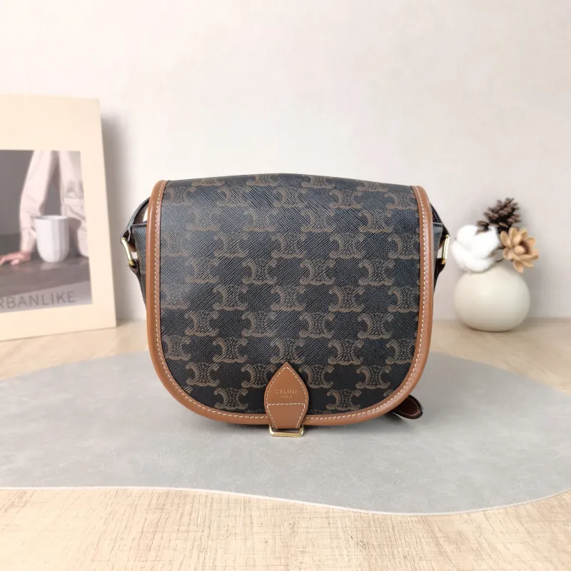 CELINE Crossbody Bag FOLCO Monogram PVC Medium 18.5 × 8 × 17 cm