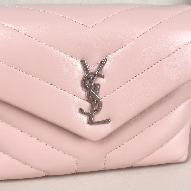 SAINT LAURENT Shoulder Bag LOULOU Pink Calfskin Mini 20 × 7.5 × 14 cm — detail view 9 of 11