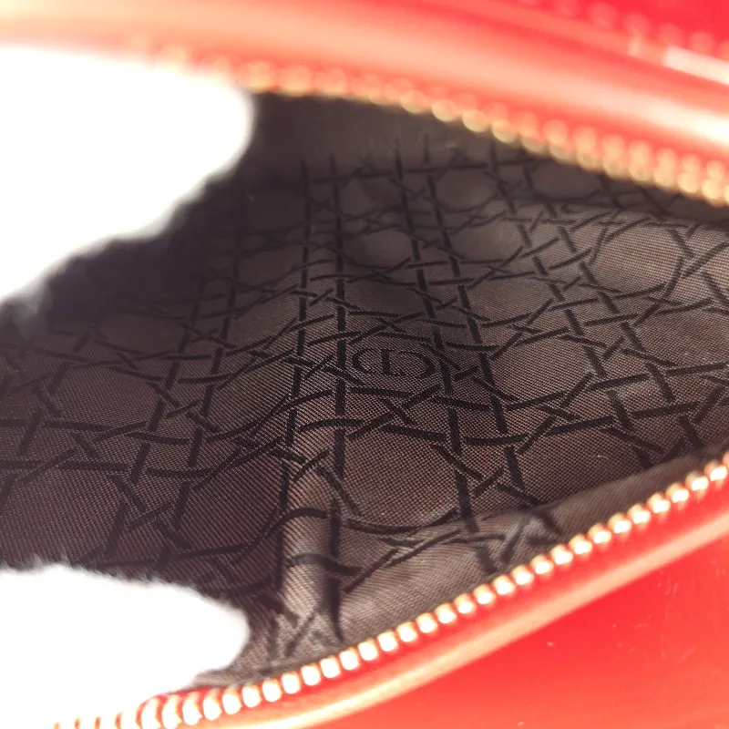 DIOR Top Handle Bag Lady Lady Dior Bag Red Patent Leather Medium 24 × 12 × 21 cm — detail view 10 of 12