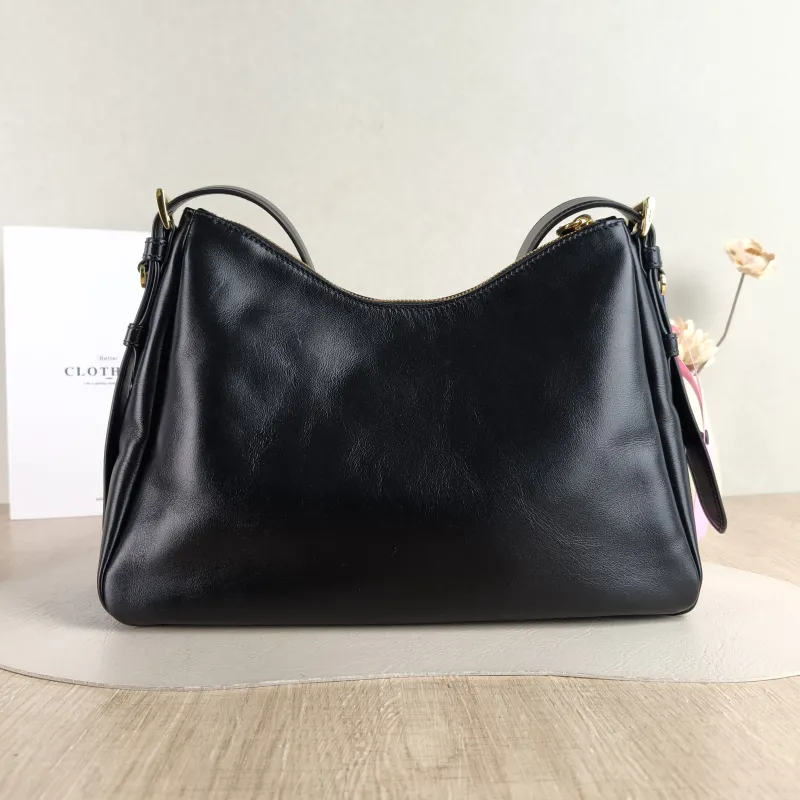 PRADA Shoulder Bag Aimée Black Calfskin 30 × 10 × 22 cm — cover view 4 of 5