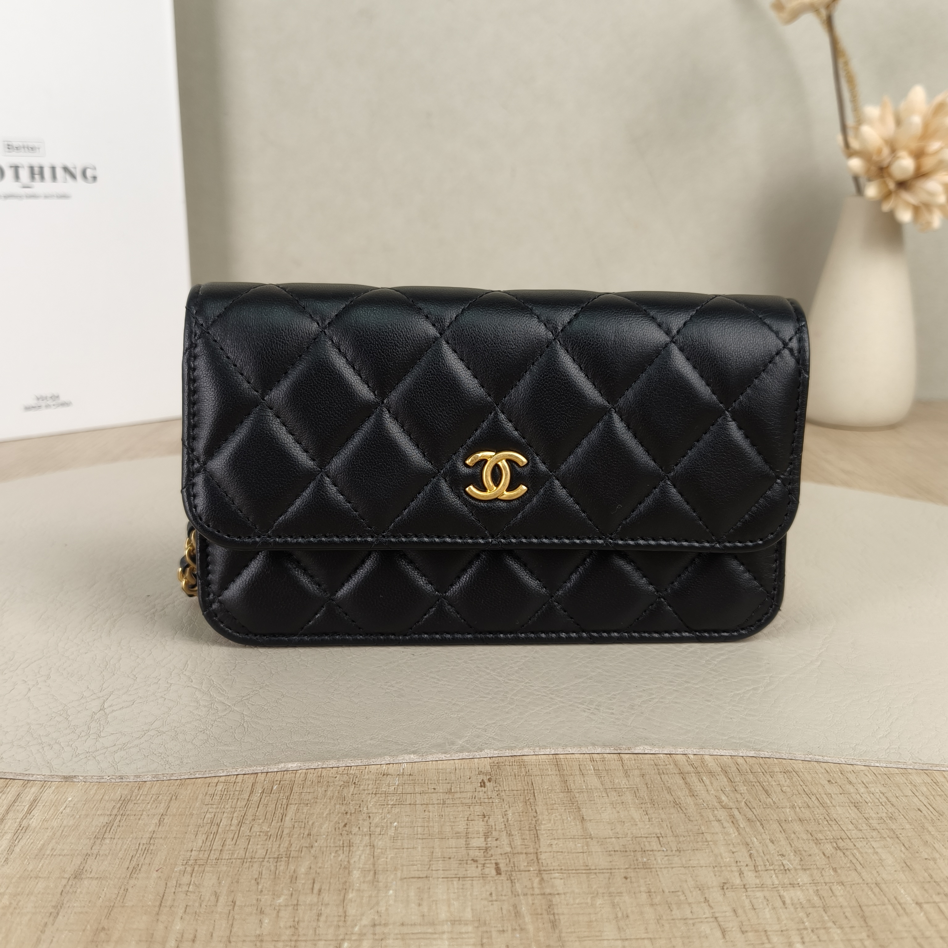 Chanel Crossbody Bag23c woc Collection Black Lambskinmini17 × 5 × 9.5 cm