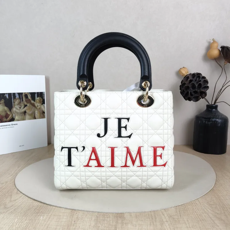 DIOR Top Handle Bag Lady Lady Dior Bag White Calfskin Medium Edition 24 × 12 × 21 cm — cover view 3 of 6