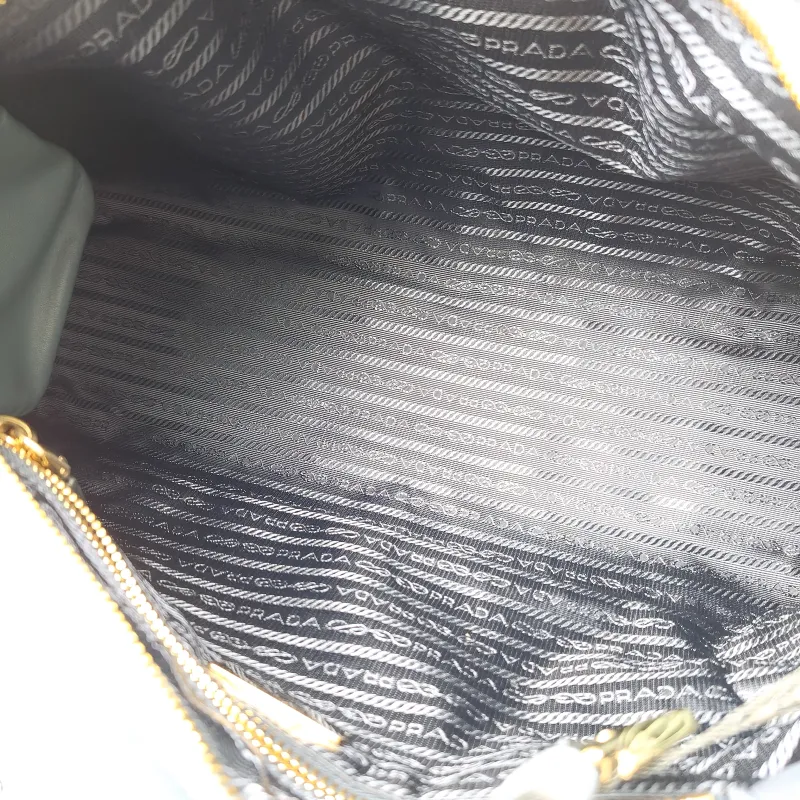 PRADA Shoulder Bag Bonnie Soft Lux Blue Waxed Leather Large 38 × 12 × 24 cm — detail view 8 of 11