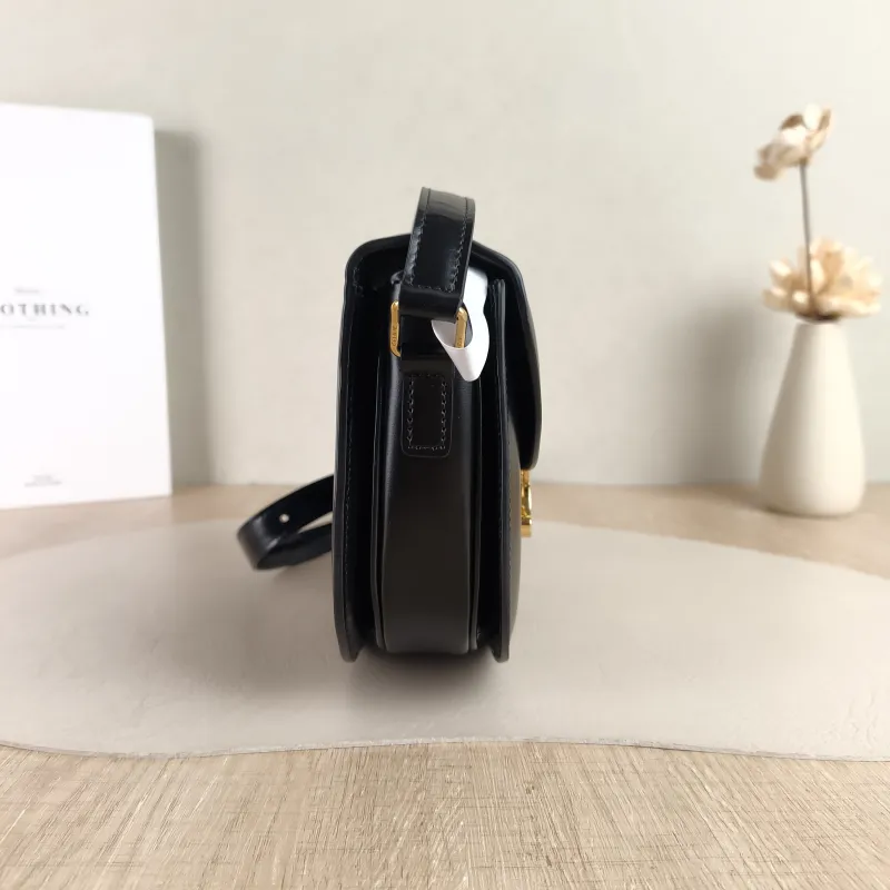 CELINE Crossbody Bag TEEN BESACE TRIOMPHE Black Calfskin Small 18.5 × 6 × 16 cm — detail view 12 of 12