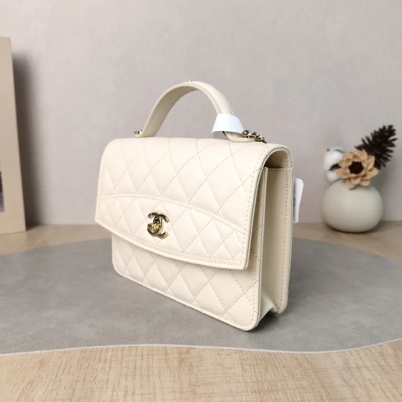 Chanel Backpack Backpack White Grained Calfskin One Size 18.2 × 5 × 14 cm — cover view 6 of 6