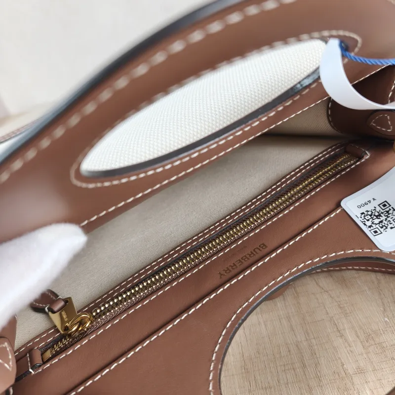 BURBERRY Crossbody Bag pocket bag Top Handle Crossbody Bag Beige Brown Canvas， Mini 23 × 6 × 26.5 cm — detail view 2 of 11