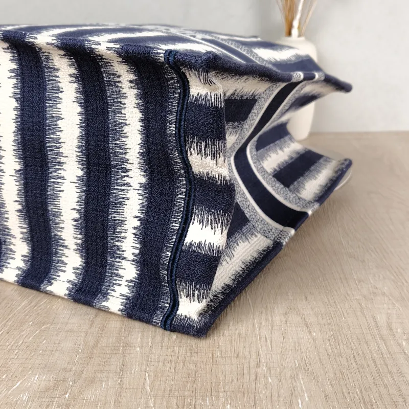 DIOR Top Handle Bag Book Tote Blue White Canvas Large 42 × 18.5 × 35 cm — detail view 8 of 9