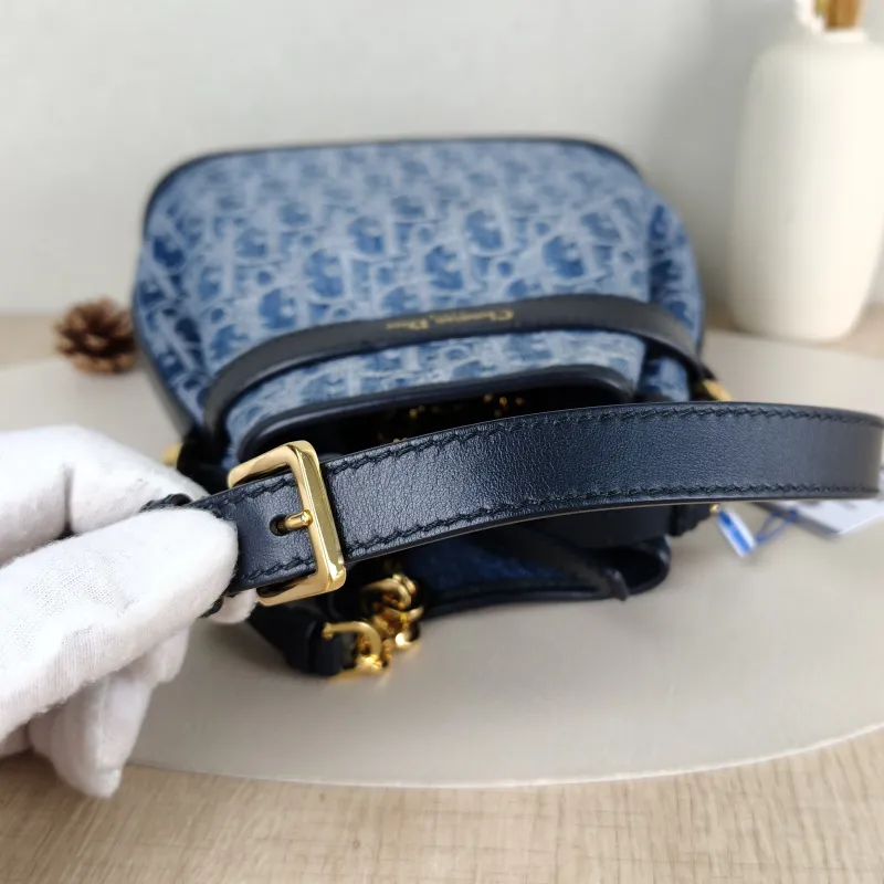 DIOR Shoulder Bag C'est bucket Bucket Bag Blue Canvas 24 × 10 × 25.5 cm — detail view 7 of 12