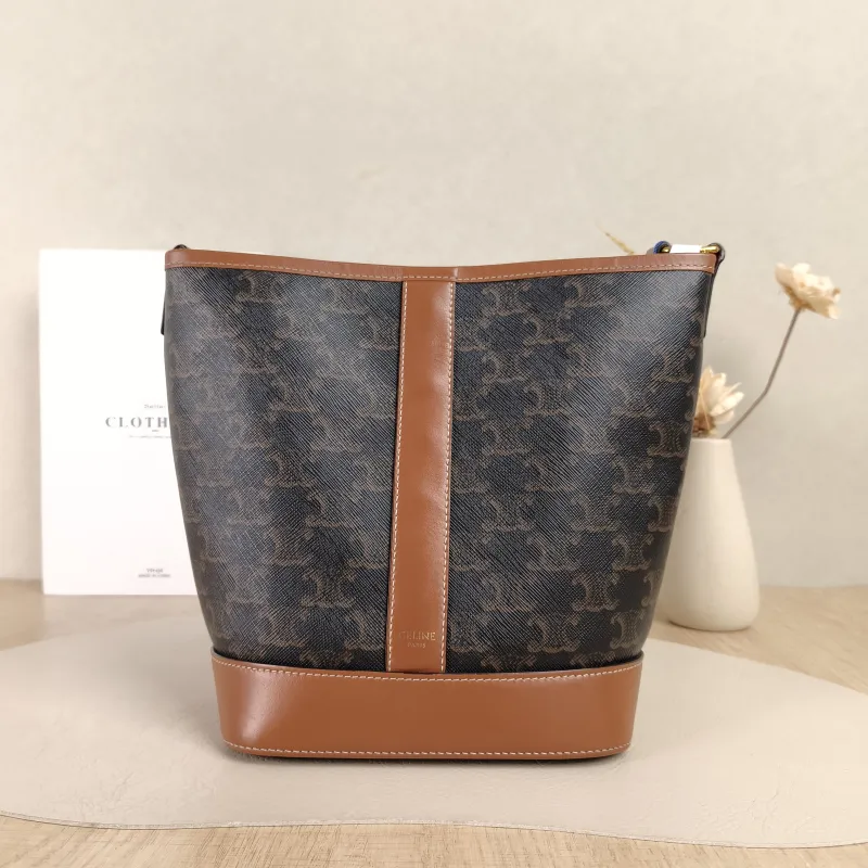 CELINE Crossbody Bag Triomphe Bucket Bag Monogram PVC Small22 × 13 × 26 cm