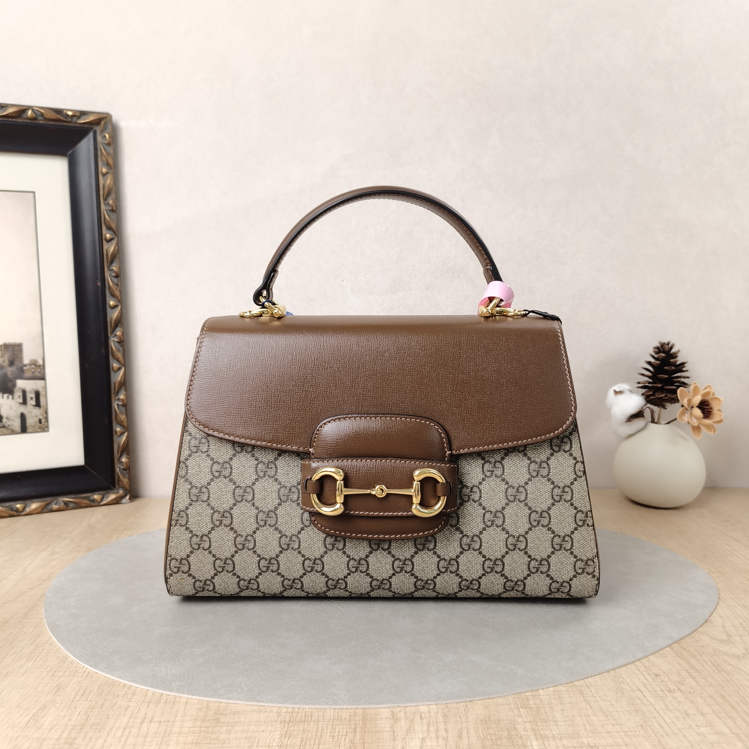 GUCCI Top Handle Bag Horsebit 1955Collection Top Handle Bag Monogram PVC Medium29 × 13 × 20 cm