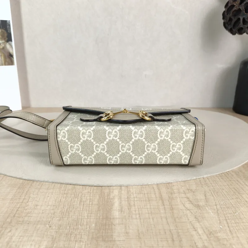GUCCI Crossbody Bag Horsebit 1955Collection Mini Box Bag White Monogram PVC Mini 18 × 5 × 12 cm — cover view 3 of 5