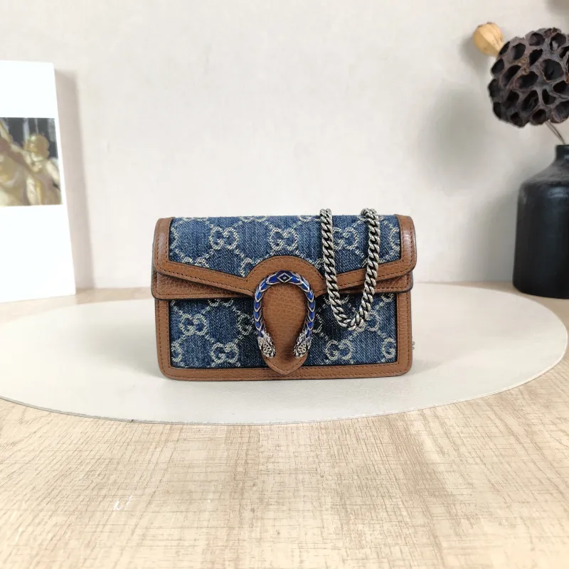 GUCCI Crossbody Bag Dionysus Blue Brown mini16.5 × 4.5 × 10 cm