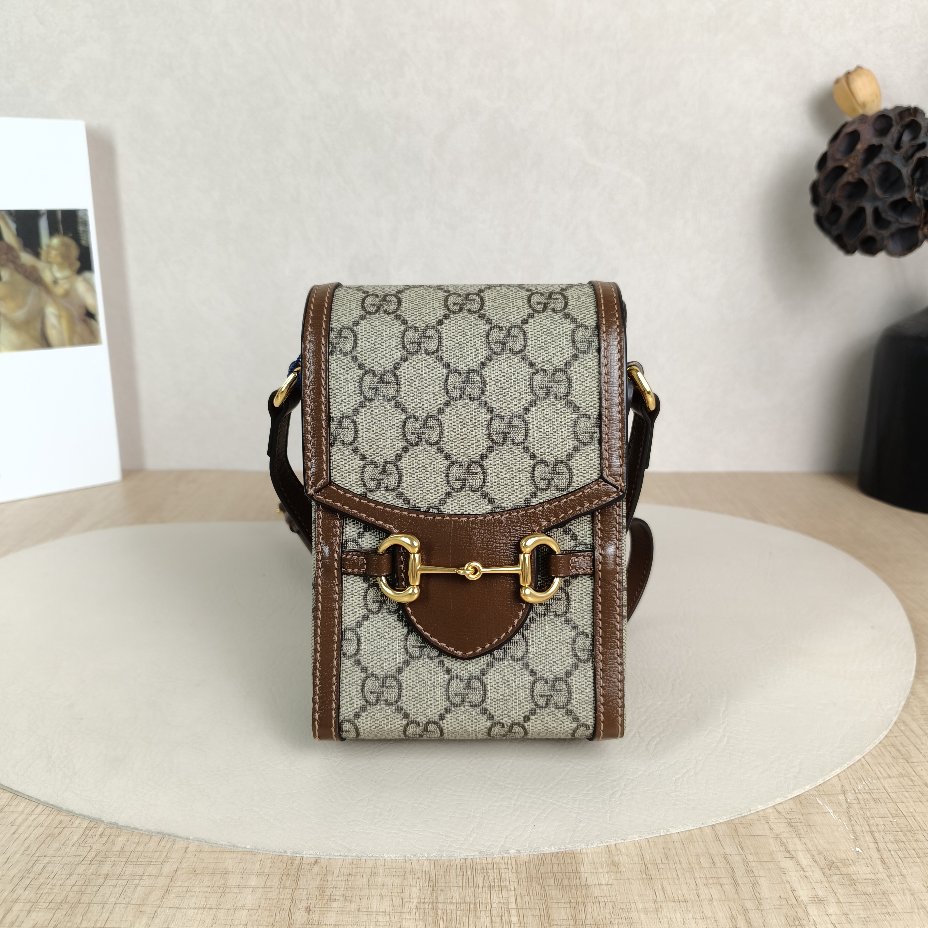 GUCCI Crossbody Bag Horsebit 1955Collection Mini Monogram PV Cmini11.5 × 4 × 17 cm