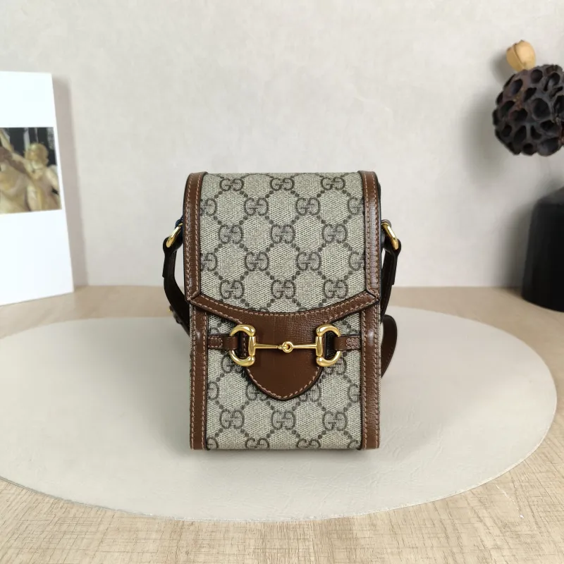 GUCCI Crossbody Bag Horsebit 1955Collection Mini Monogram PV Cmini11.5 × 4 × 17 cm