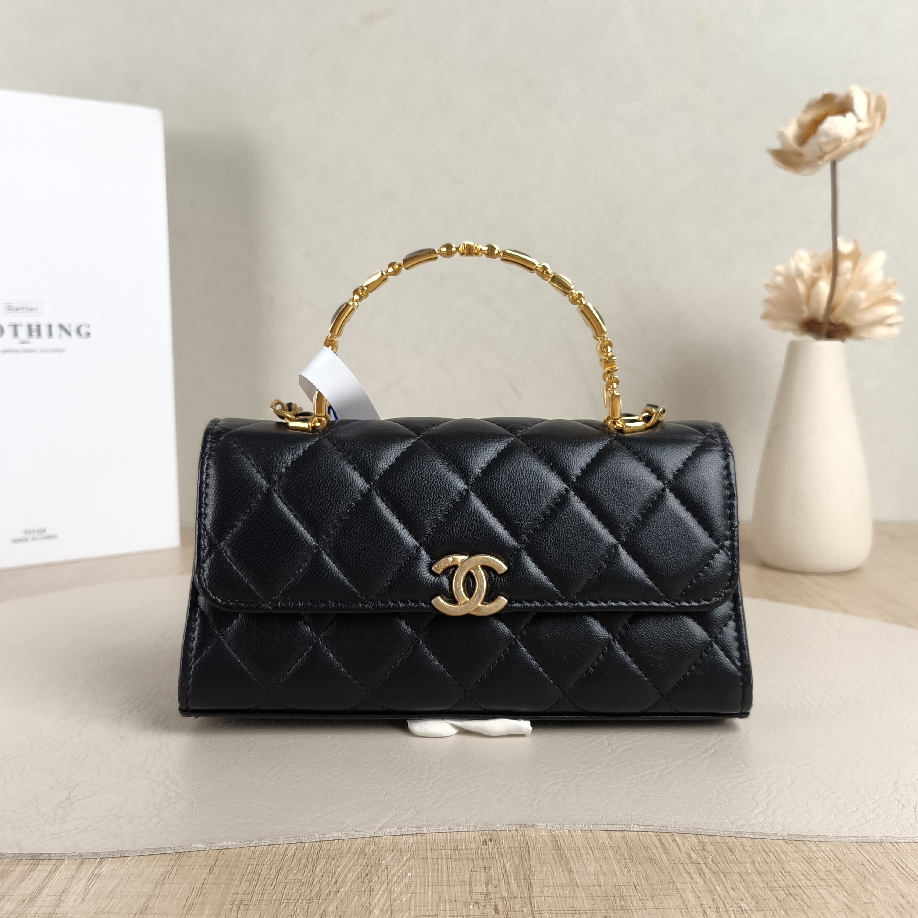 Chanel Crossbody Bag kelly Black Lambskin One Size18.5 × 4.5 × 10 cm