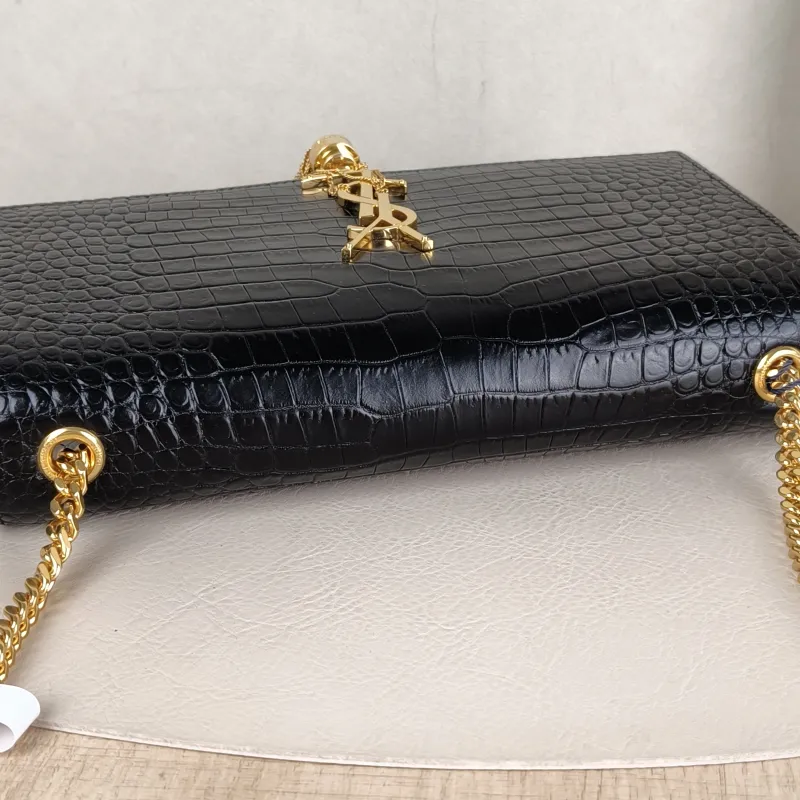 SAINT LAURENT Crossbody Bag KATE Edition Black Calfskin Medium 24 × 5.5 × 14.5 cm — detail view 11 of 12