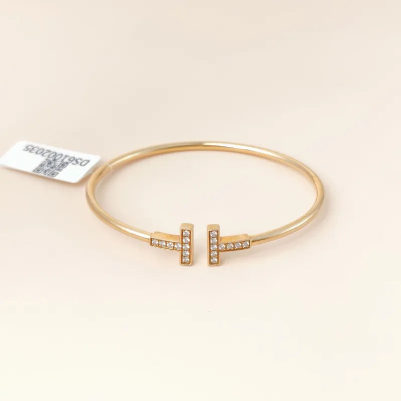 Tiffany&Co. Bangle TC ollection T Rose Gold 18K Diamond One Size 16.2cm