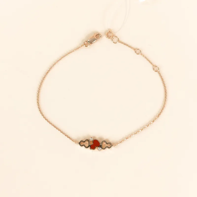 Qeelin Bracelet Wulu Collection Bracelet Red Diamond18KR ose Gold One Size 18cm