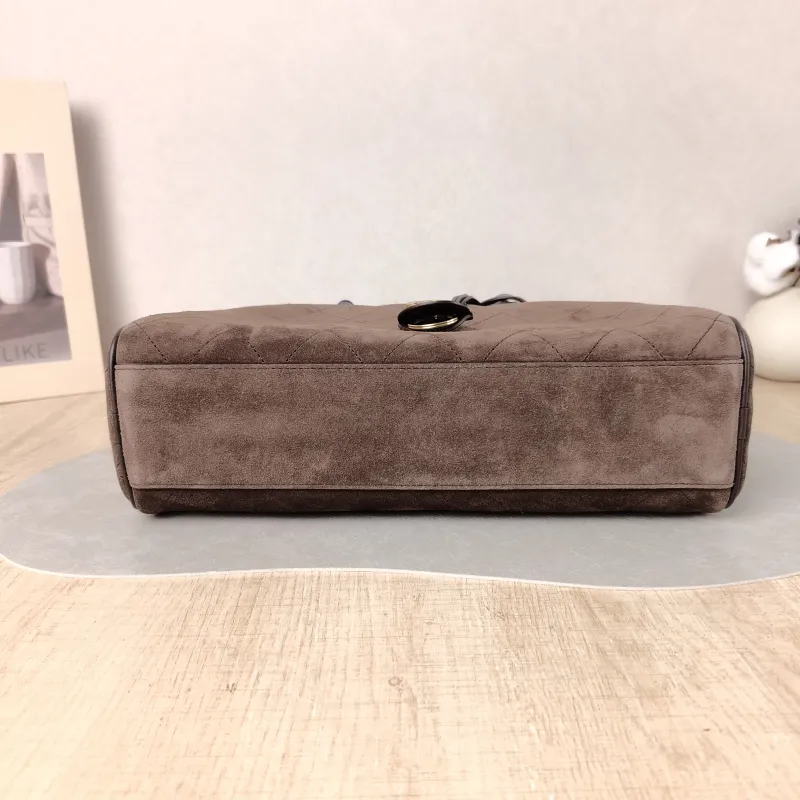 Chanel Shoulder Bag Bowling Bag Brown Suede Medium 30 × 9 × 17 cm — cover view 6 of 6