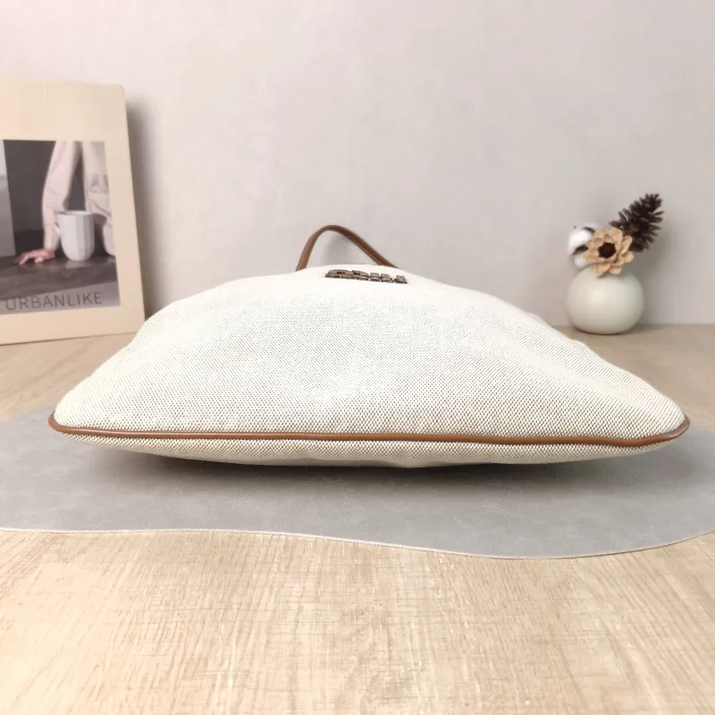 Miumiu Shoulder Bag IVY Tote Shopping Tote Beige Brown Canvas Medium 35*40 — cover view 3 of 5