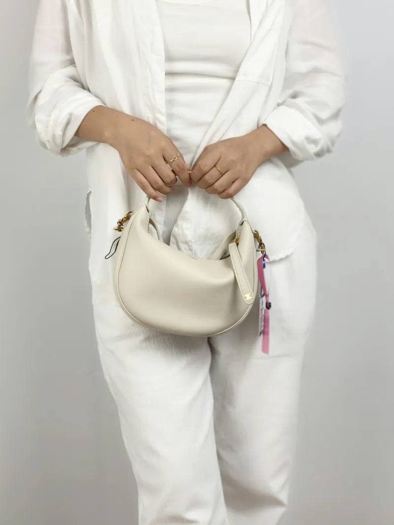 CELINE Crossbody Bag TEEN LULU hobo White Calfskin Small 21 × 5 × 18 cm — on-model view 2 of 2
