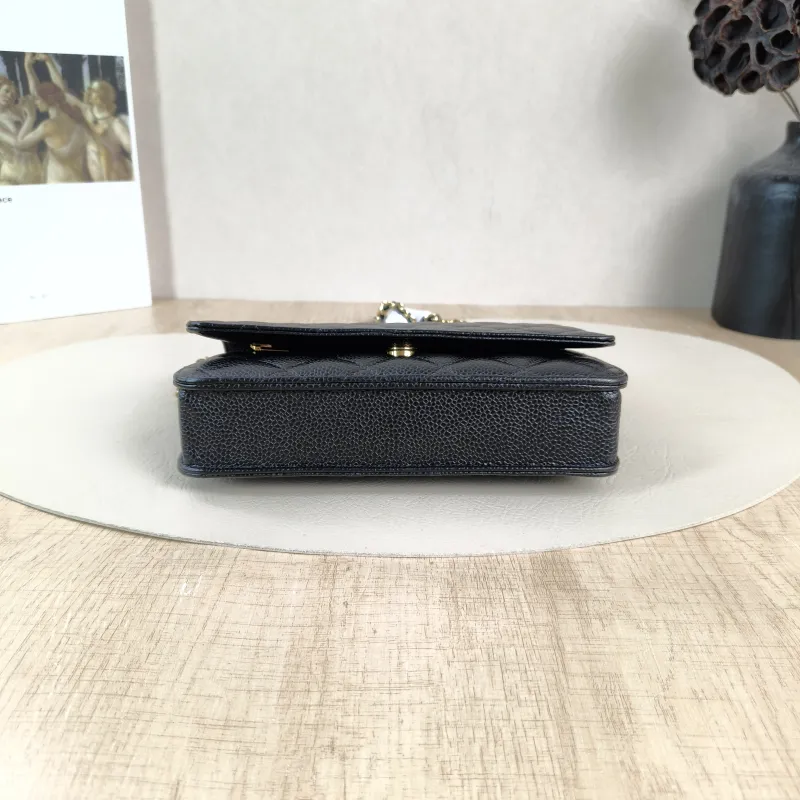 Chanel Crossbody Bag Classic Flap WOC CF WOCWOC Bag Black Grained Calfskinmini19.2 × 3.5 × 12.3 cm — cover view 5 of 6