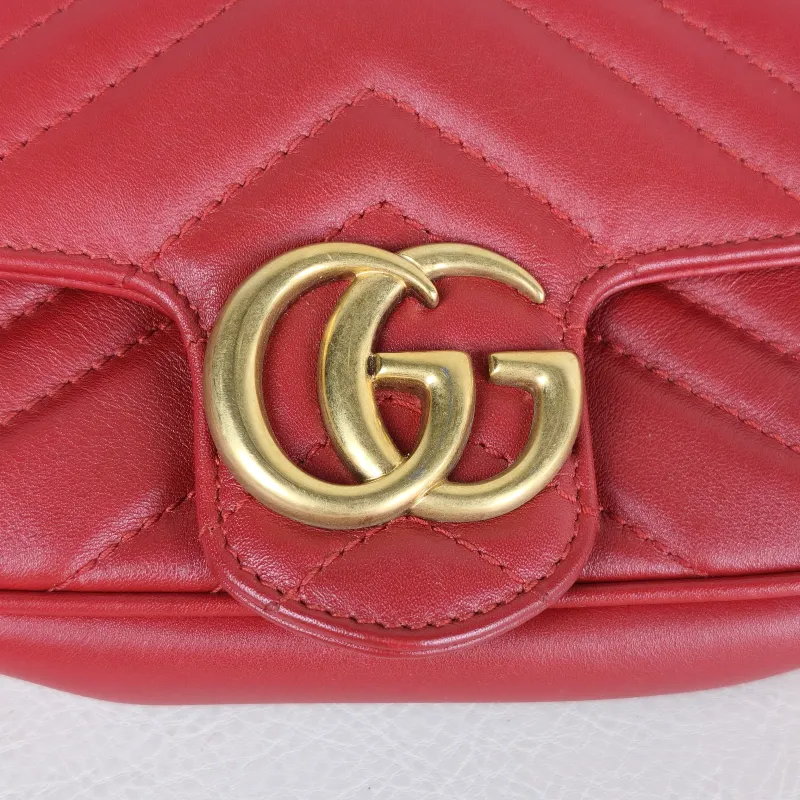 GUCCI Crossbody Bag GG Marmont Mini Marmont Mini Red Calfskin Mini 16.5 × 4.5 × 9.5 cm — detail view 1 of 8