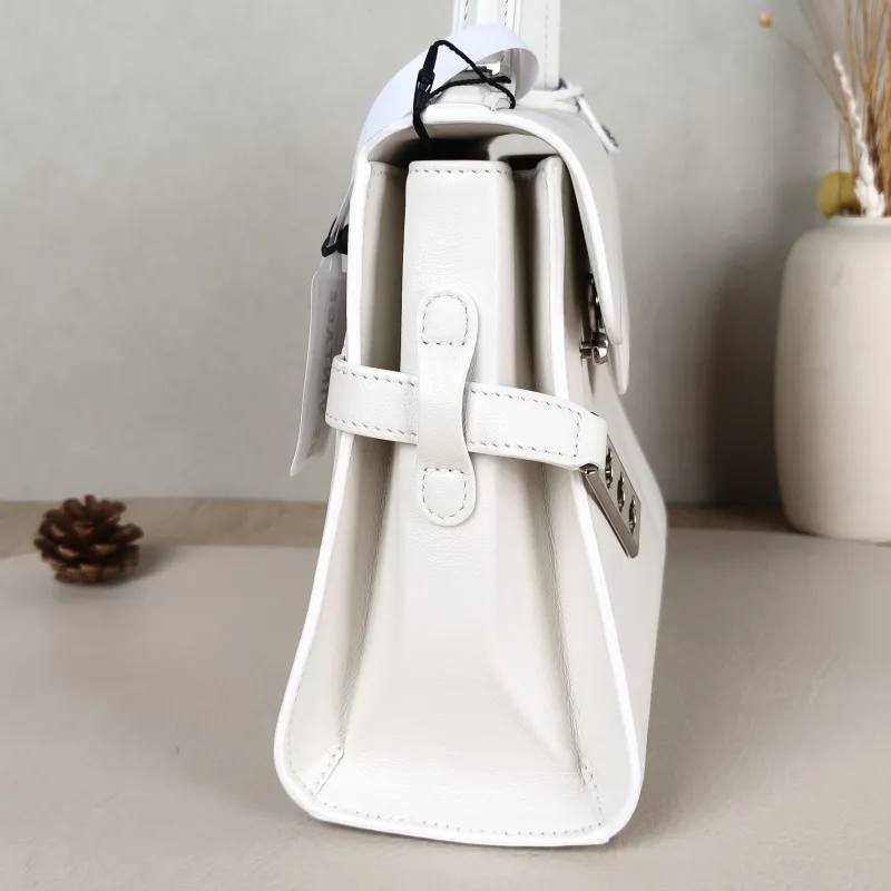 DELVAUX Top Handle Bag Tempete Top Handle Bag White Calfskin Small 21.5 × 8.5 × 19.5 cm — detail view 3 of 13