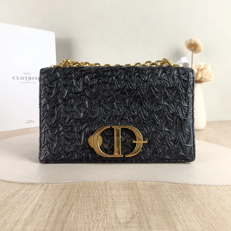DIOR Crossbody Bag 30Montaigne 30 Edition Black Lambskin Medium 25 × 8 × 16.5 cm