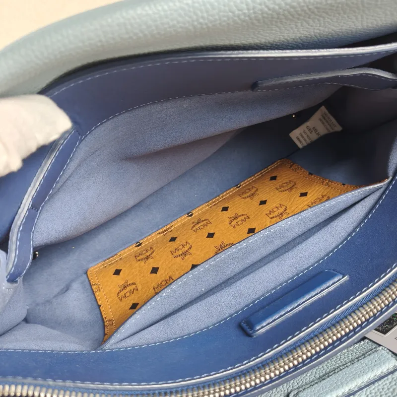 MCM Shoulder Bag Tote Bag Blue Calfskin Large34 × 15 × 22 cm — detail view 2 of 13
