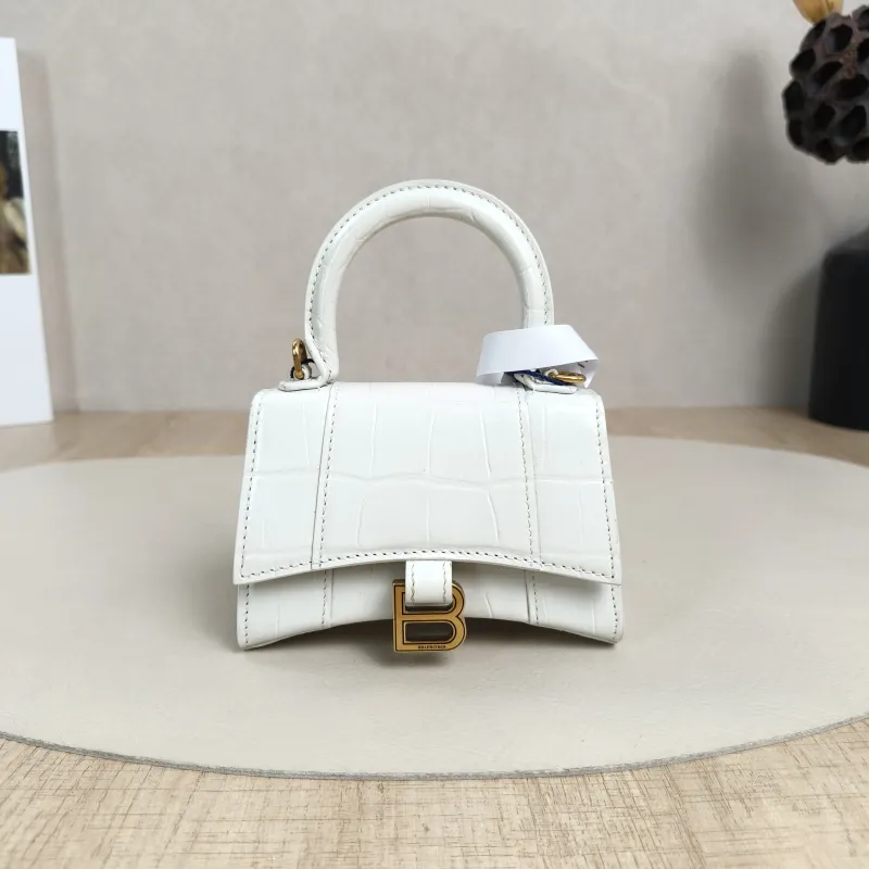 BALENCIAGA Crossbody Bag Hourglass Hourglass Bag White Calfskin Mini12 × 5.5 × 8 cm
