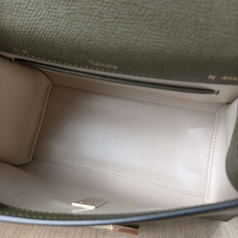 Valextra Crossbody Bag lside Top Handle Crossbody Bag Green Calfskin Small 22 × 12 × 16 cm — detail view 9 of 16