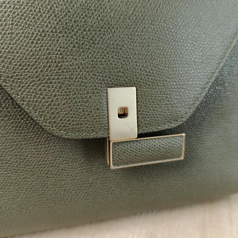 Valextra Crossbody Bag lside Top Handle Crossbody Bag Green Calfskin Small 22 × 12 × 16 cm — detail view 14 of 16