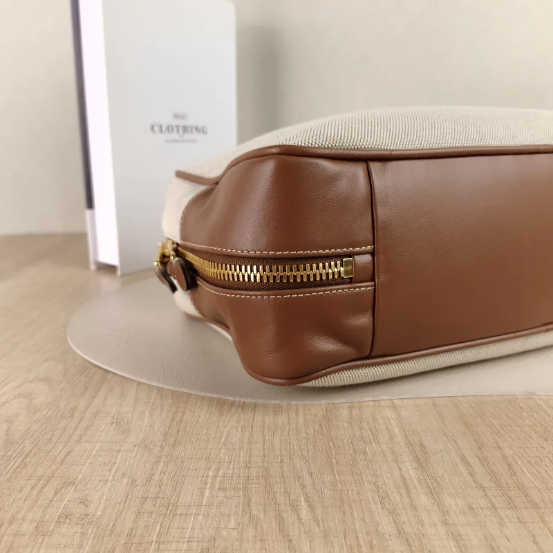 Miumiu Top Handle Bag Beau Brown Canvas · Calfskin Large34 × 10 × 20 cm — detail view 1 of 13