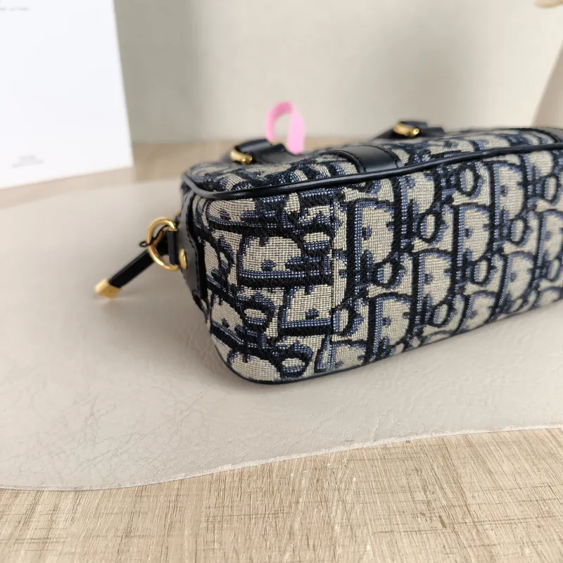 DIOR Crossbody Bag D-Vibe East-West Bowling Bag Blue Canvas Mini 20.5 × 7 × 12 cm — detail view 9 of 9