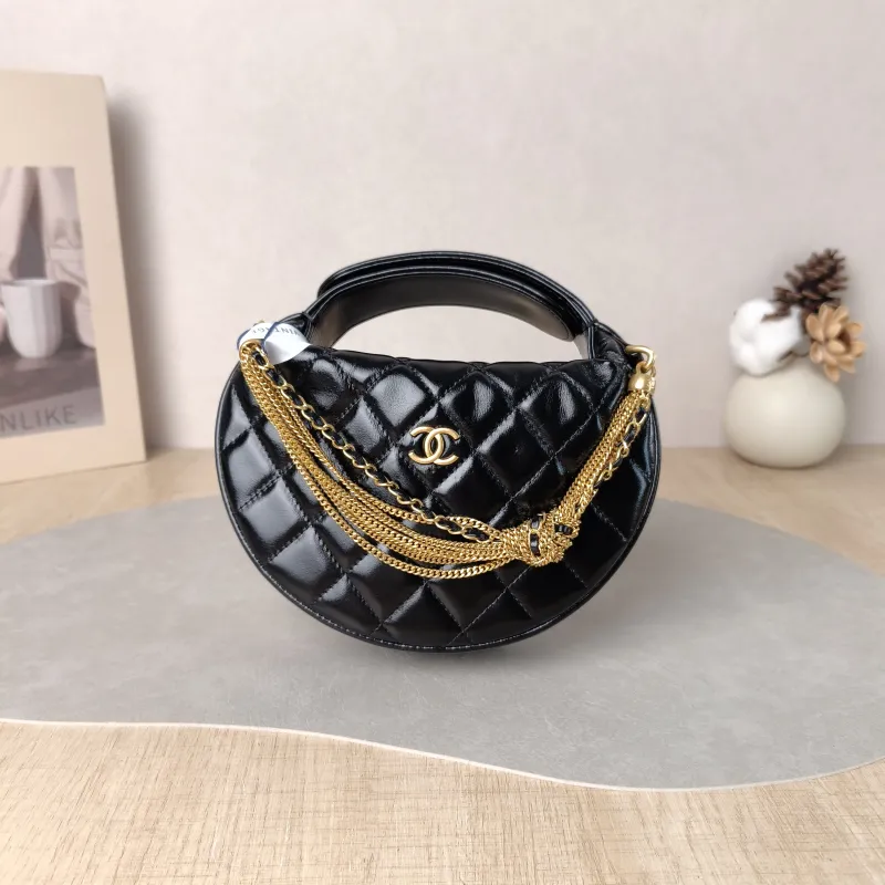 Chanel Top Handle Bag Black Calfskin One Size 19 × 4 × 11 cm