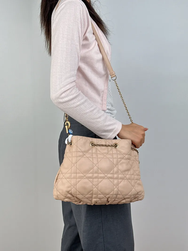 DIOR Shoulder Bag Ammi Beige Lambskin Medium31 × 13 × 18 cm — on-model view 1 of 2
