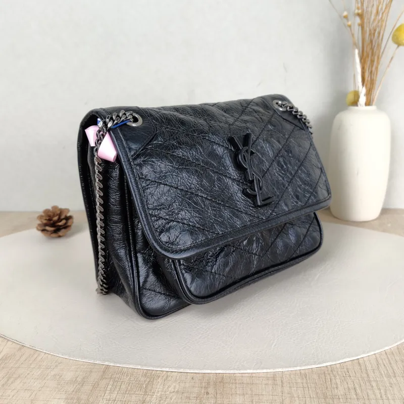 SAINT LAURENT Crossbody Bag Niki Black Waxed Leather Calfskin Small 21 × 7.5 × 16 cm — cover view 3 of 5