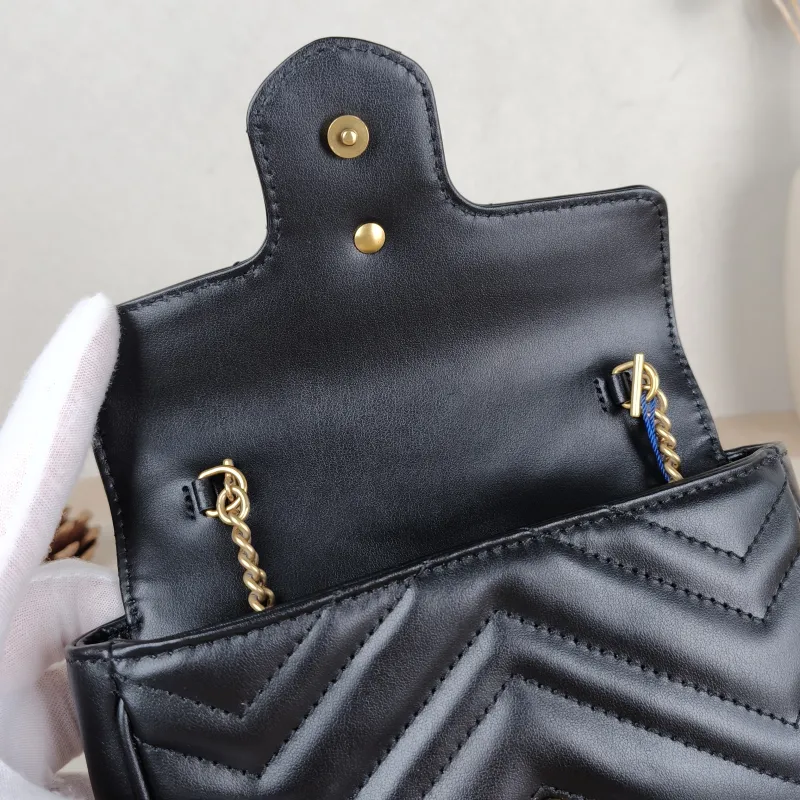 GUCCI Crossbody Bag GG Marmont Mini Marmont Mini Black Calfskin Mini 16.5 × 4.5 × 9.5 cm — detail view 5 of 12