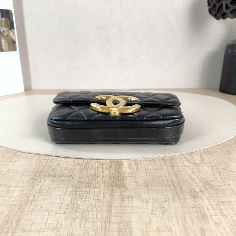 Chanel Crossbody Bag C logo Crossbody Bag Black with Gold-Tone Hardware Lambskin One Size 17 × 4 × 10 cm — cover view 2 of 6