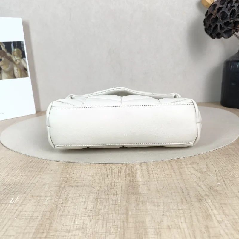 SAINT LAURENT Crossbody Bag LOULOU PUFFER White Lambskin Mini 23 × 8.5 × 15.5 cm — cover view 3 of 5