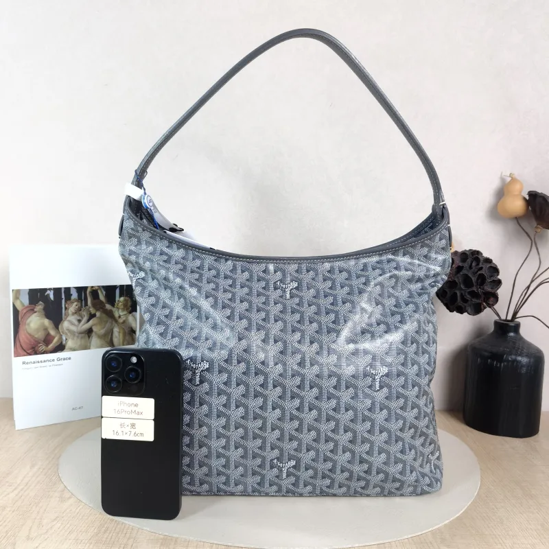 GOYARD Shoulder Bag Boheme Hobo​ Grey ine Canvas Small 43 × 14 × 27 cm — cover view 5 of 6