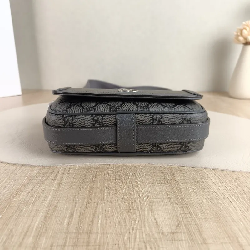 GUCCI Crossbody Bag Ophidia Messenger Bag Grey PVC One Size 19 × 5 × 11 cm — cover view 3 of 6