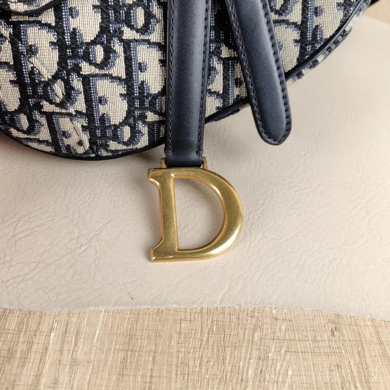 DIOR Top Handle Bag Saddle Blue Canvas Mini 19 × 6 × 15 cm — detail view 1 of 9